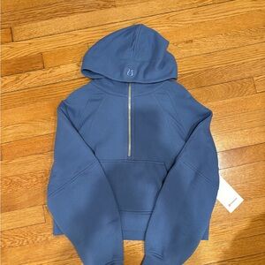 Lulu Lemon NWT Size M/L Blue Half-Zip Hooded Pullover Sweatshirt